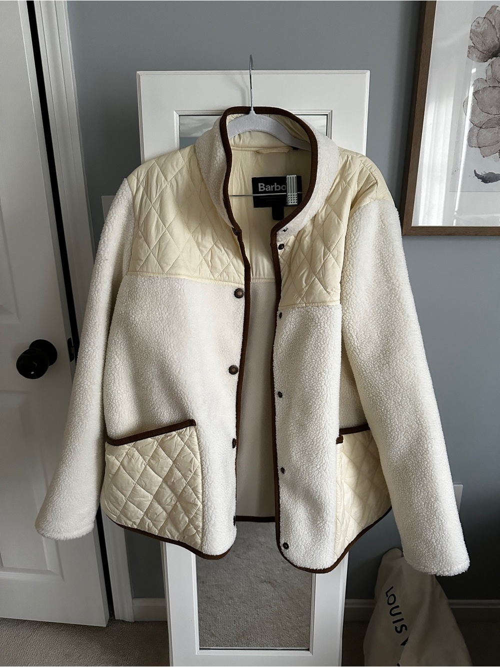 Barbour Cream Quilted Trim Sherpa Jacket - Women's